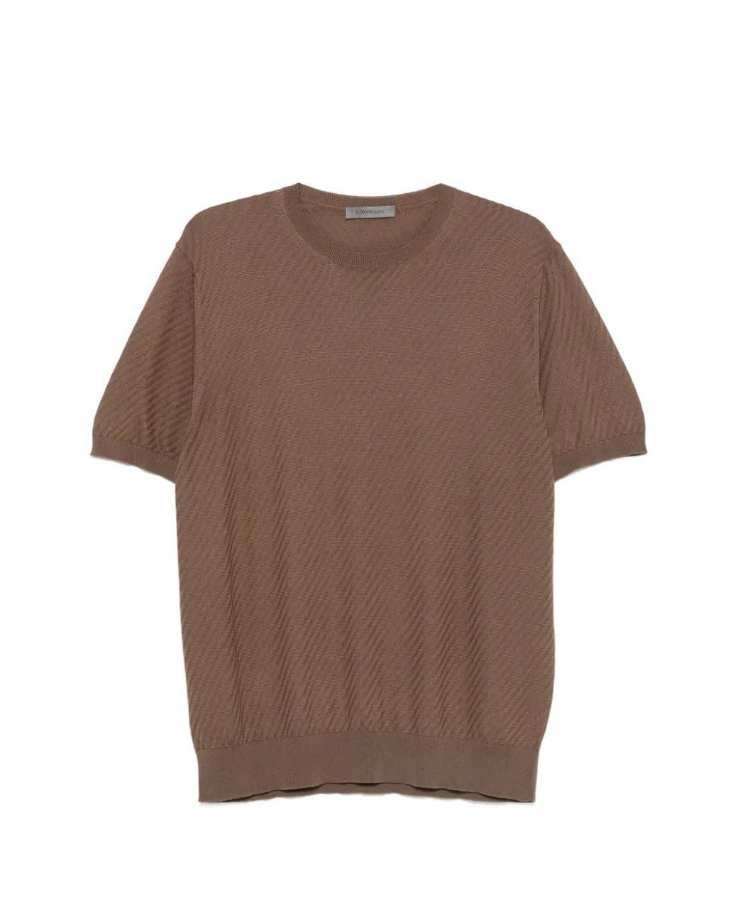 Corneliani Brown T-Shirt En Maille Texturée for men