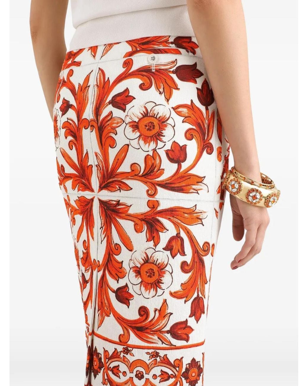 Dolce & Gabbana Orange Midi Skirt