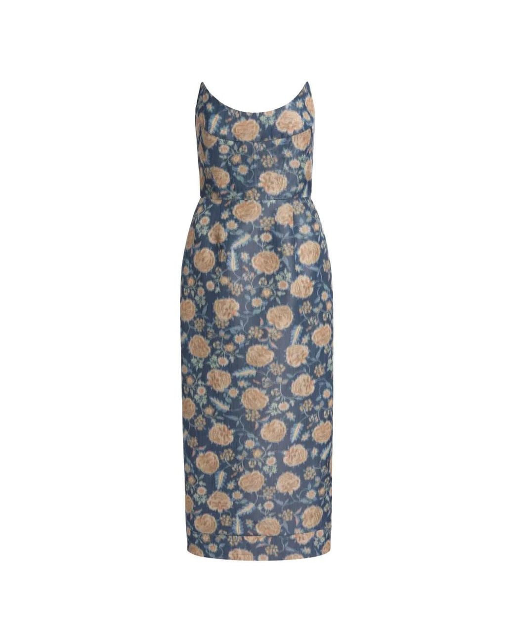 Markarian Blue Cypress Ikat-Print Midi Dress
