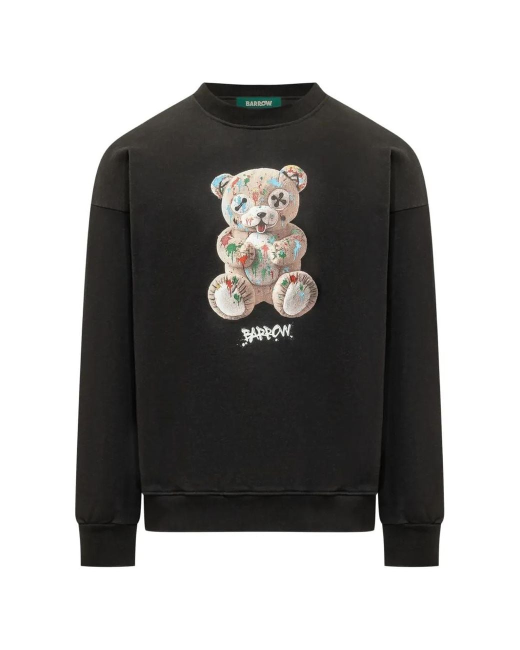 Barrow Black Teddy-Bear Print Sweatshirt for men