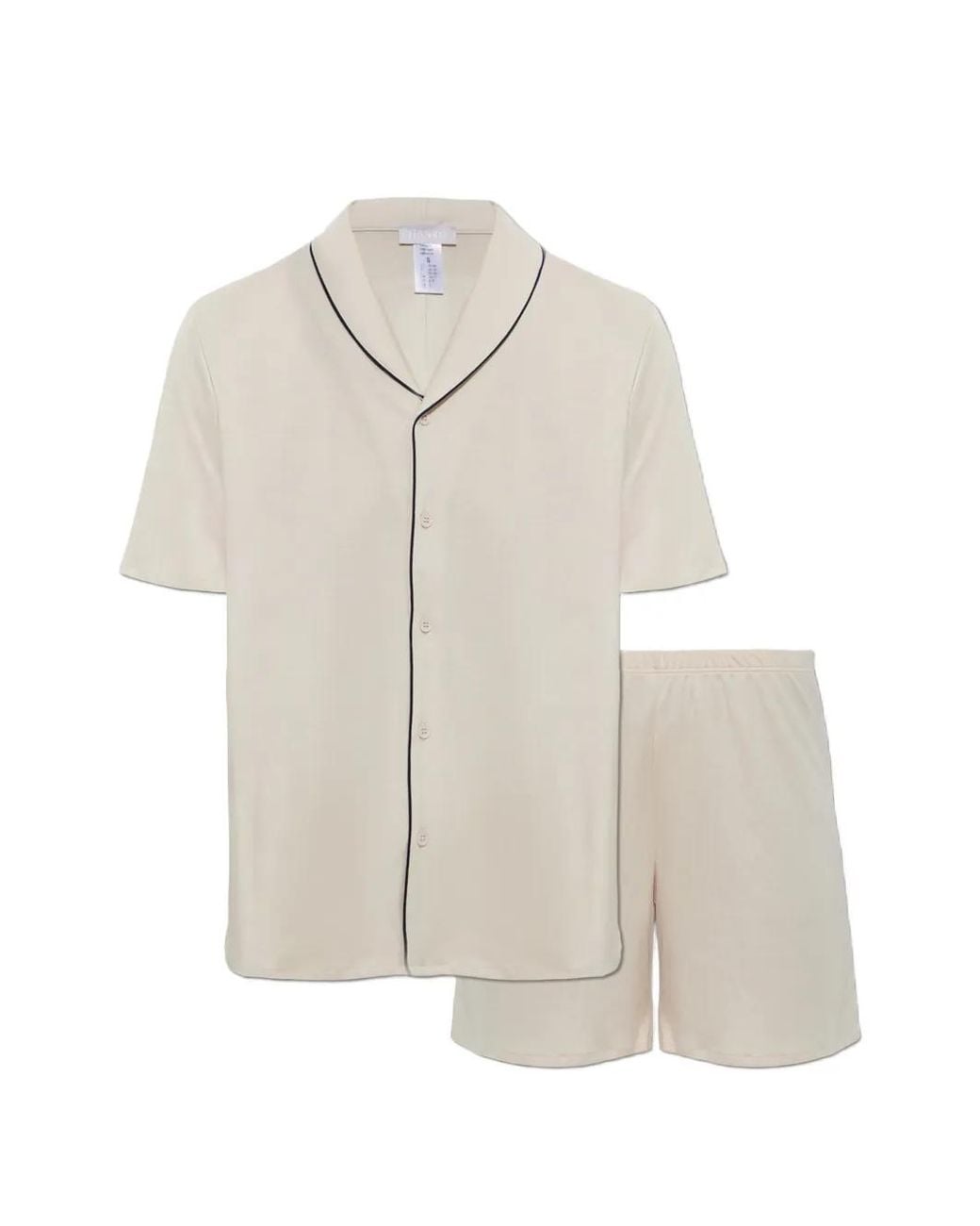 Hanro White Natural Comfort Piped Pajamas
