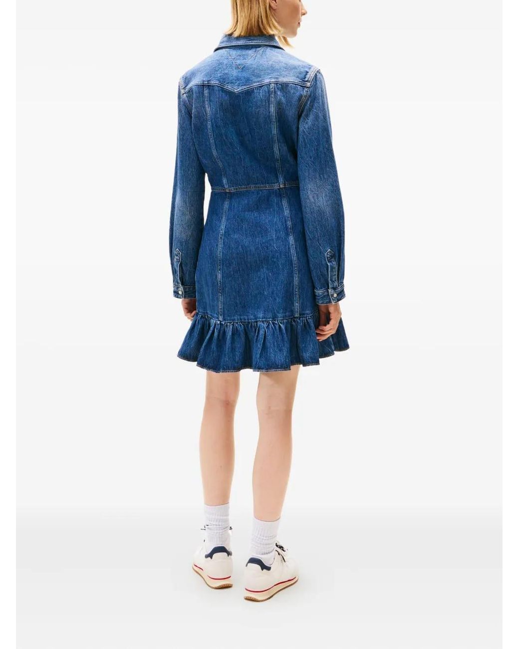 Tommy Hilfiger Blue Flounce Denim Mini Dress