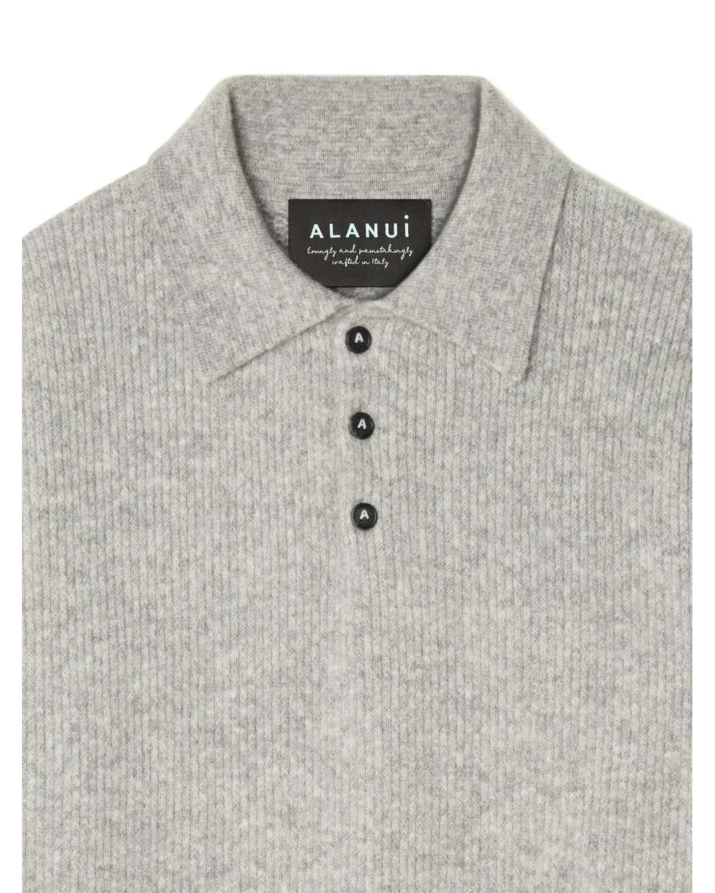 Alanui Gray Cashmere Blend Polo Shirt for men