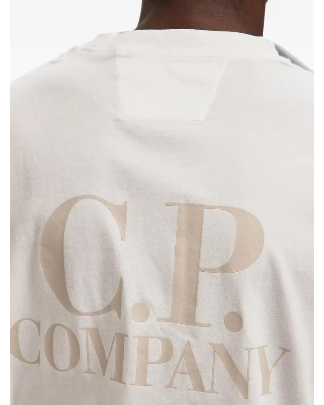 C P Company White Logo-Print T-Shirt for men