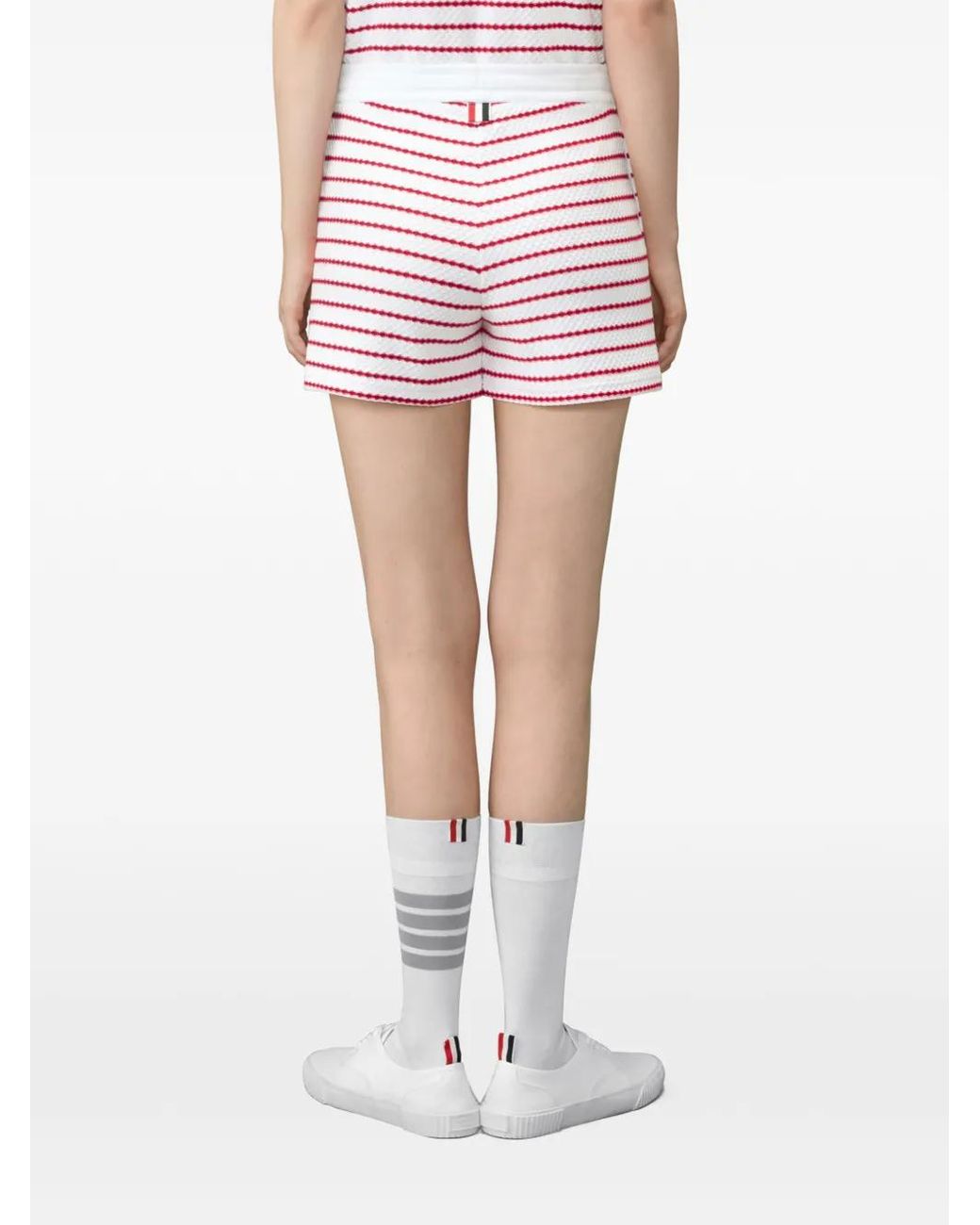 Thom Browne Red Striped Honeycomb Shorts