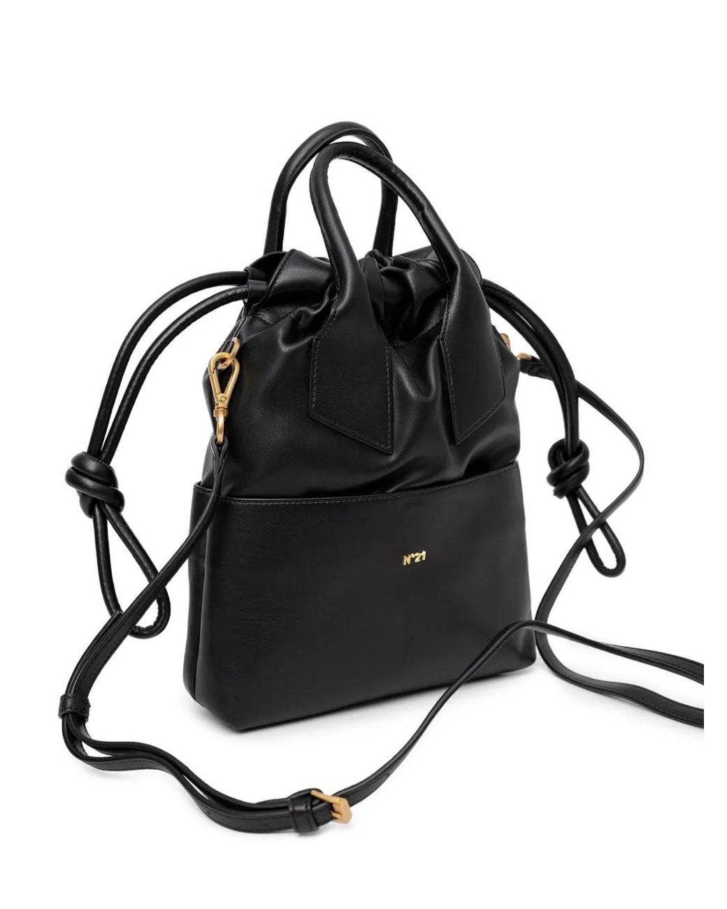 N°21 Black Eva Drawstring Top-Handle Tote Bag