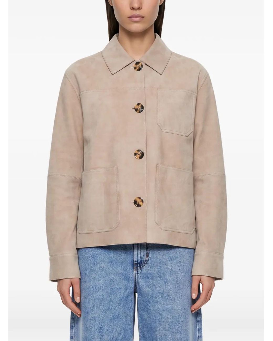 Weekend by Maxmara Natural Ghiera Button-Up Patch-Pocket Jacket