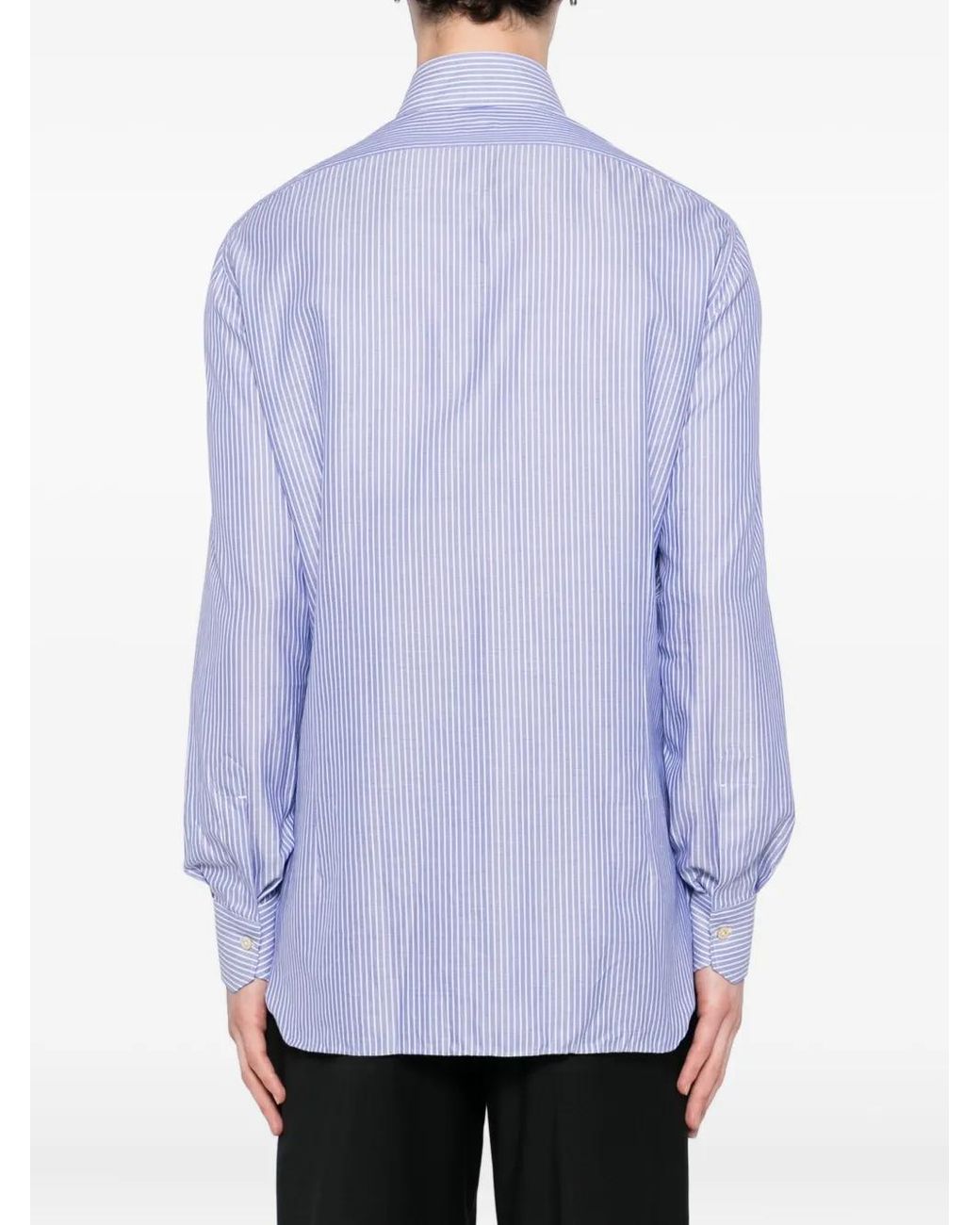 Kiton Purple Stripe-Printed Shirt for men