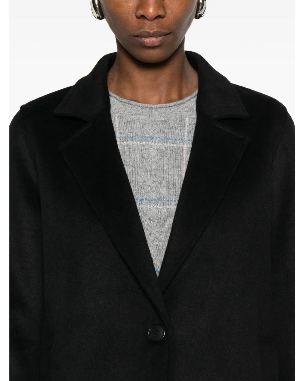 Blanca Vita Black Lapel Welt-Pocket Coat