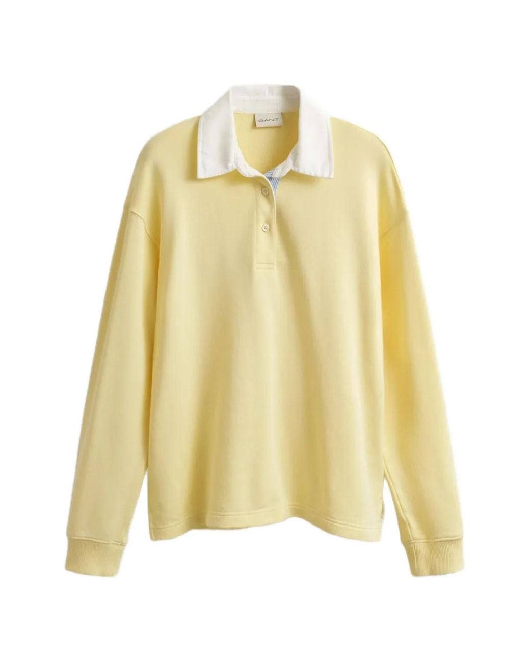 Gant Yellow Contrast-Collar Long-Sleeve Polo Shirt