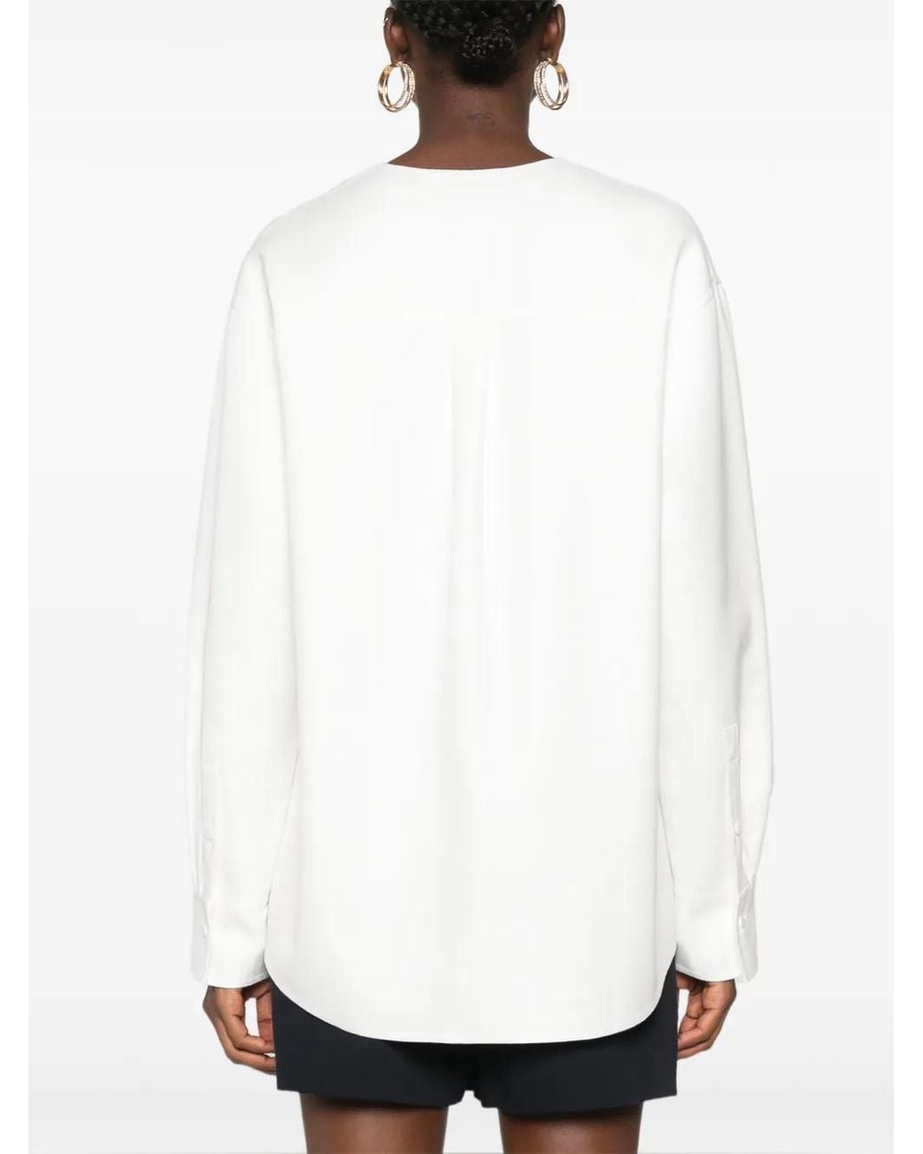 Valentino Garavani White Vgold-Embellished Top