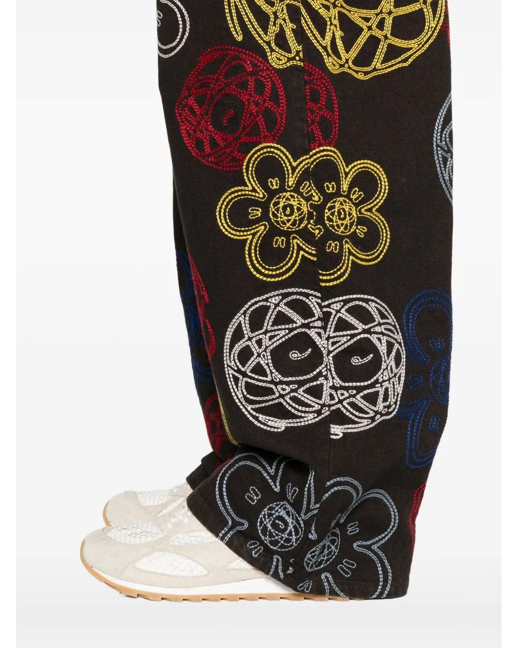 KENZO Gray Embroidered Cotton Trousers for men