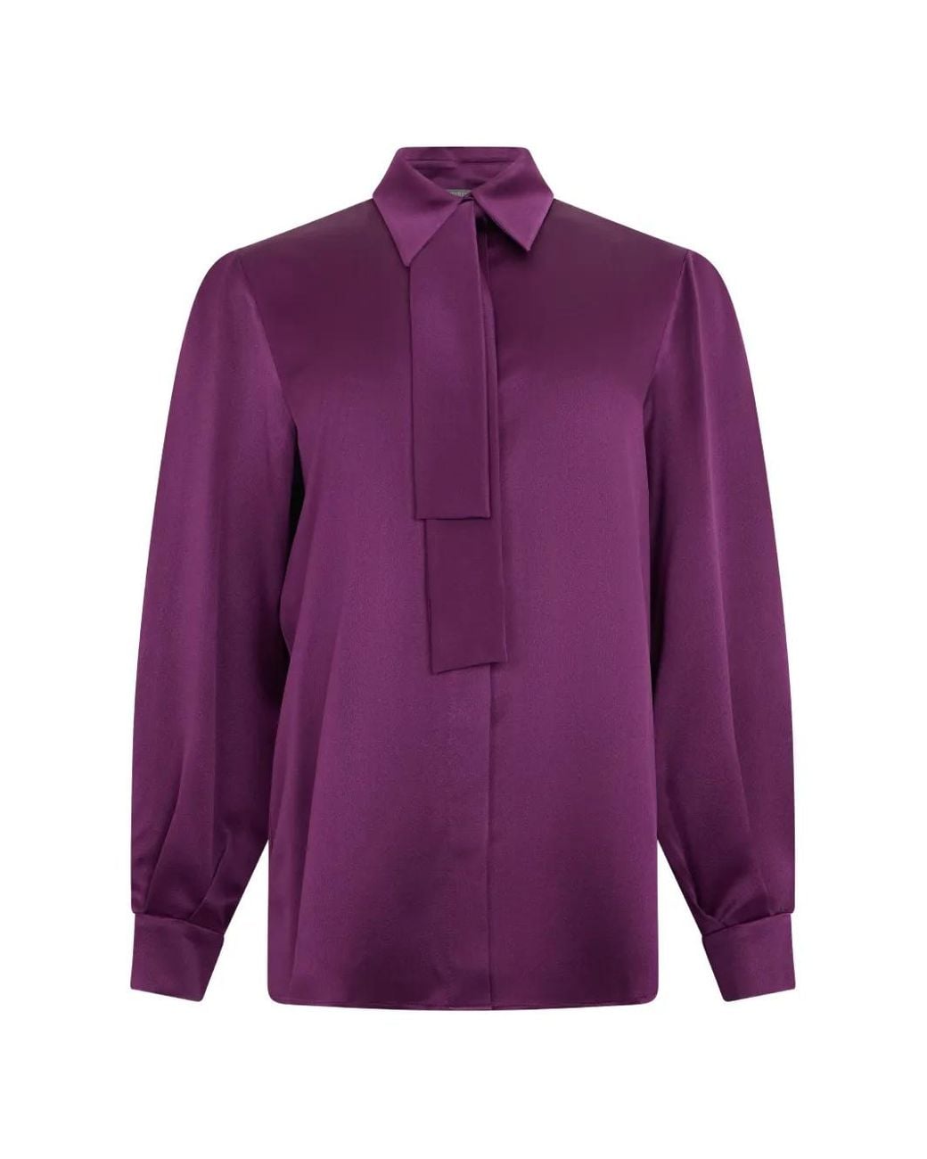 Alberta Ferretti Purple Tie-Neck Silk Shirt