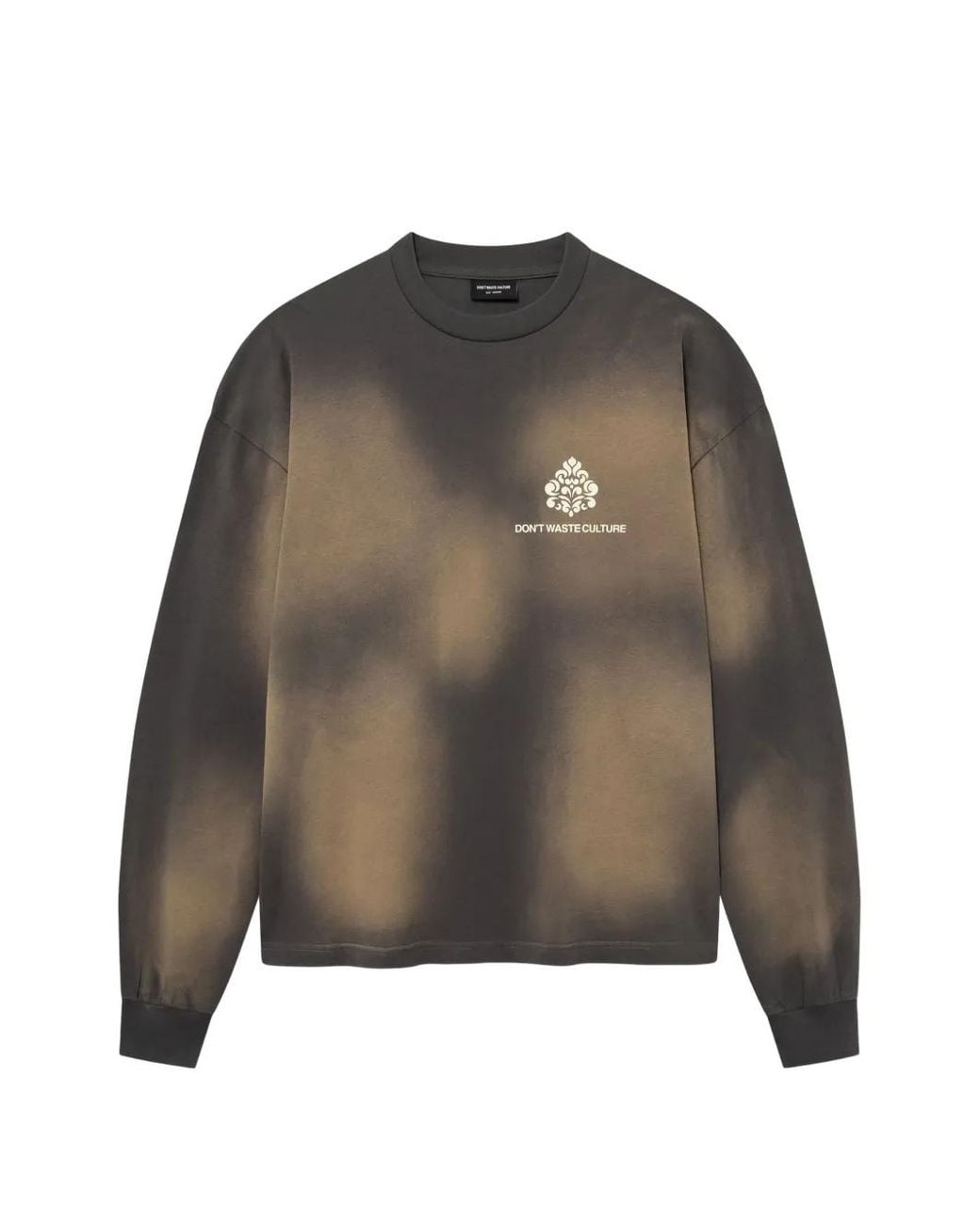 don't waste culture Gray Logo-Print Faded Long-Sleeve T-Shirt for men