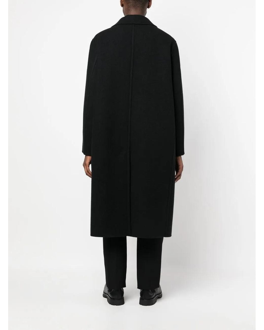 Jil Sander Black Double-Breasted Long Coat for men