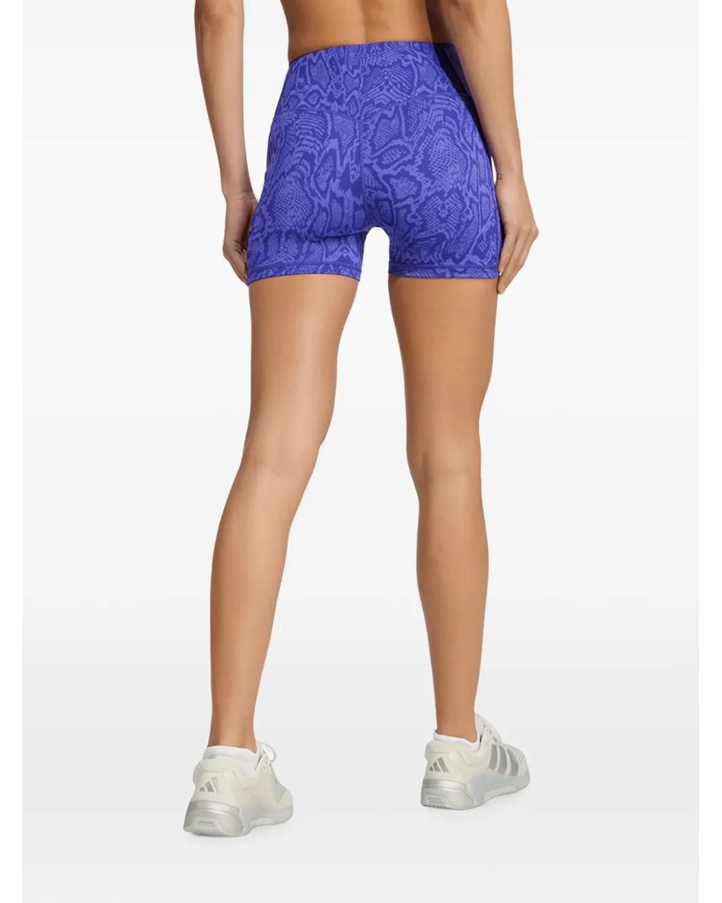 Adidas Blue Snake-Print High-Waisted Shorts