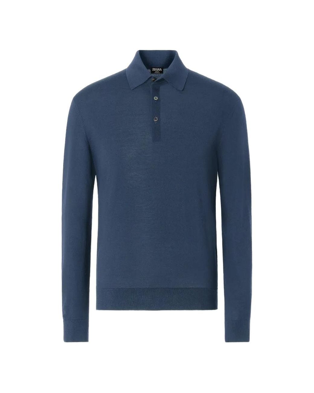 Zegna Blue Light Trofeo 15Milmil15 Wool Polo Shirt for men