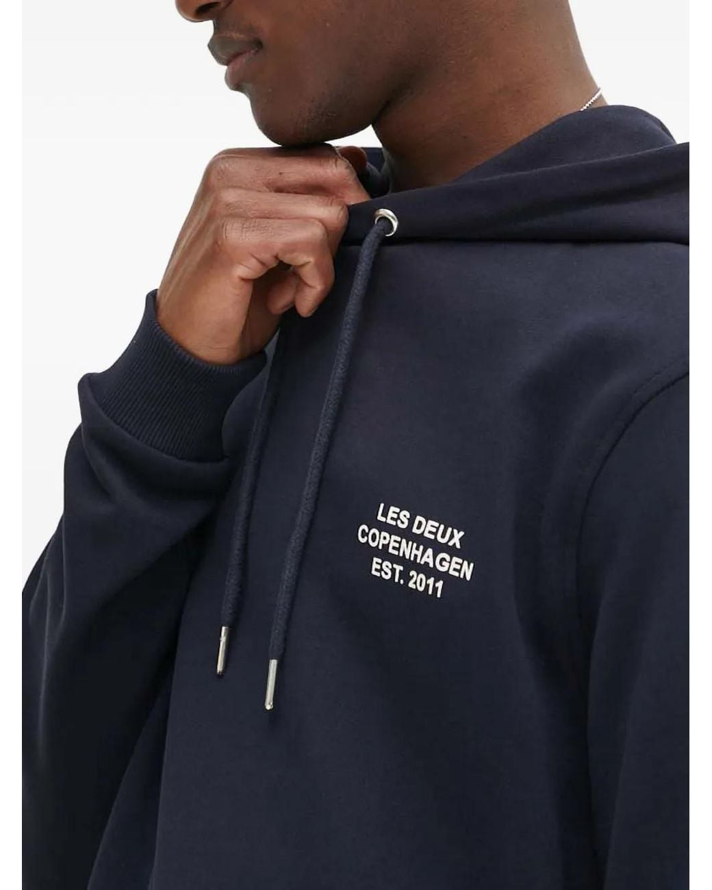 Les Deux Blue Logo Hooded Sweatshirt for men