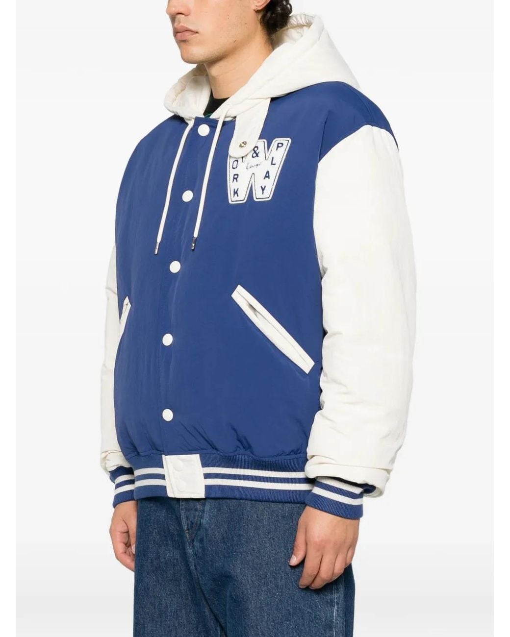 KENZO Blue Work And Play Down Hooded Jacket for men