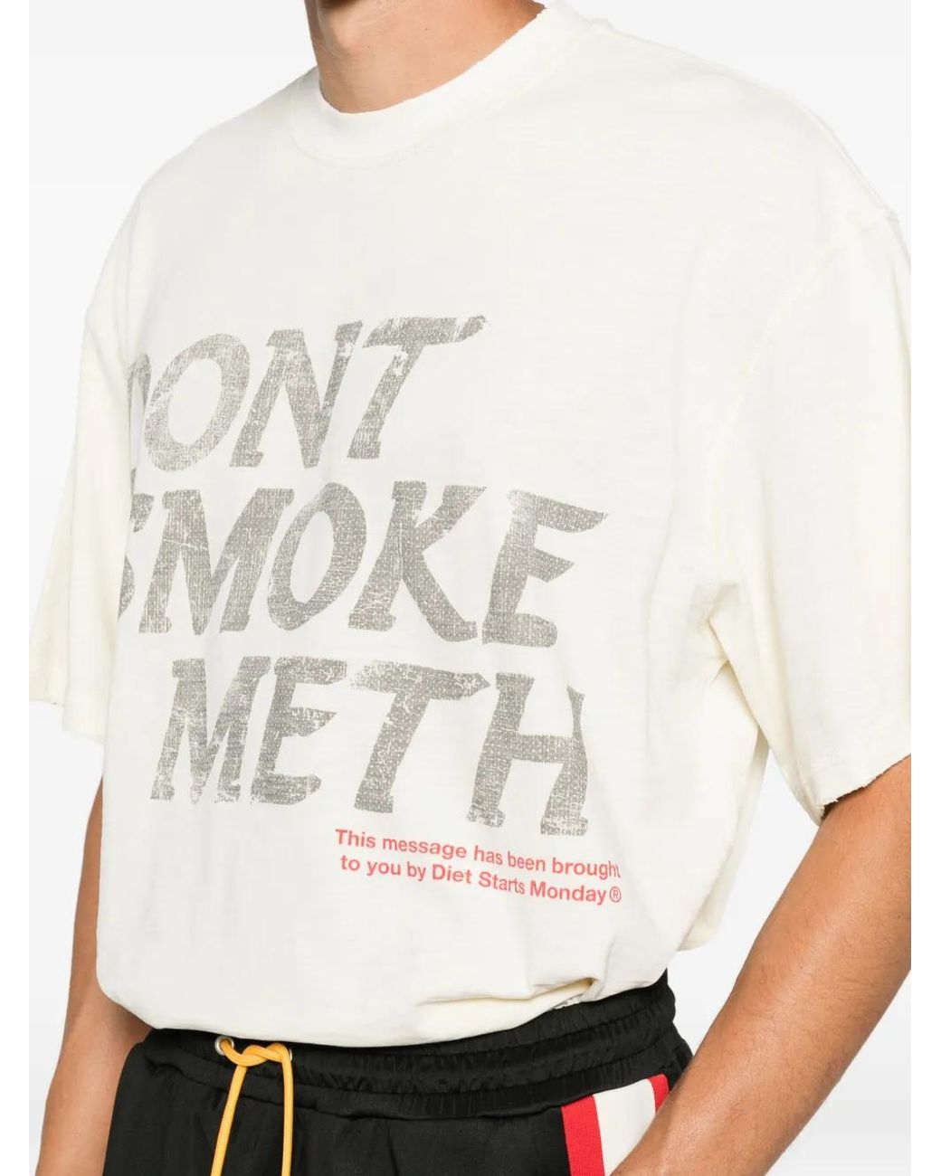 DIET STARTS MONDAY White Slogan-Print Cotton T-Shirt for men