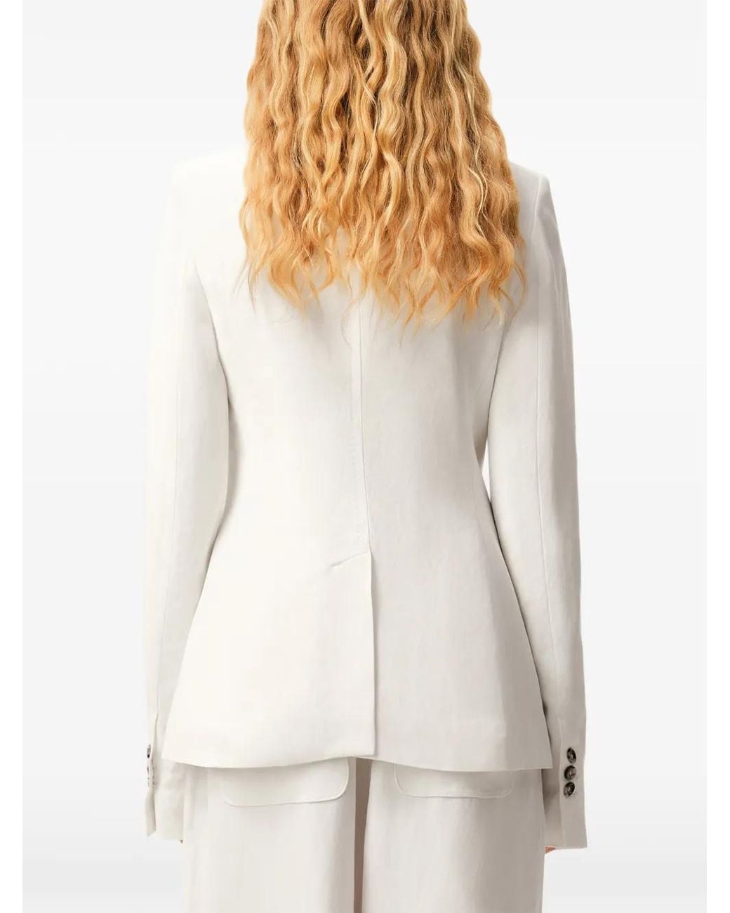AMI White Double Breasted Patch Blazer