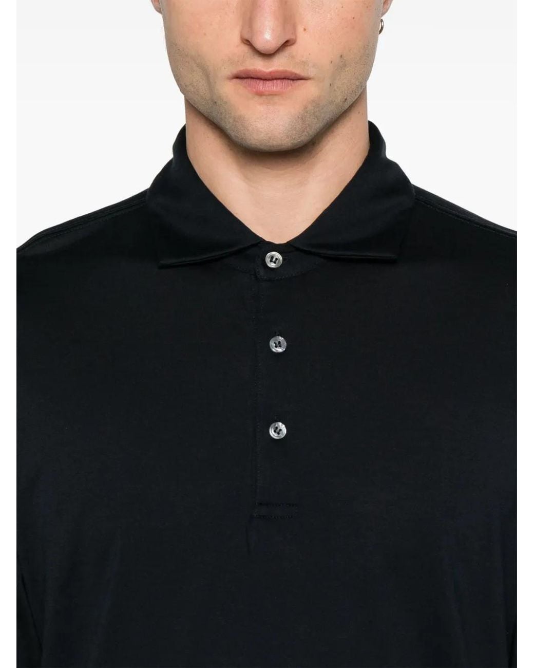 Lardini Poloshirt Met Lange Mouwen in het Black voor heren