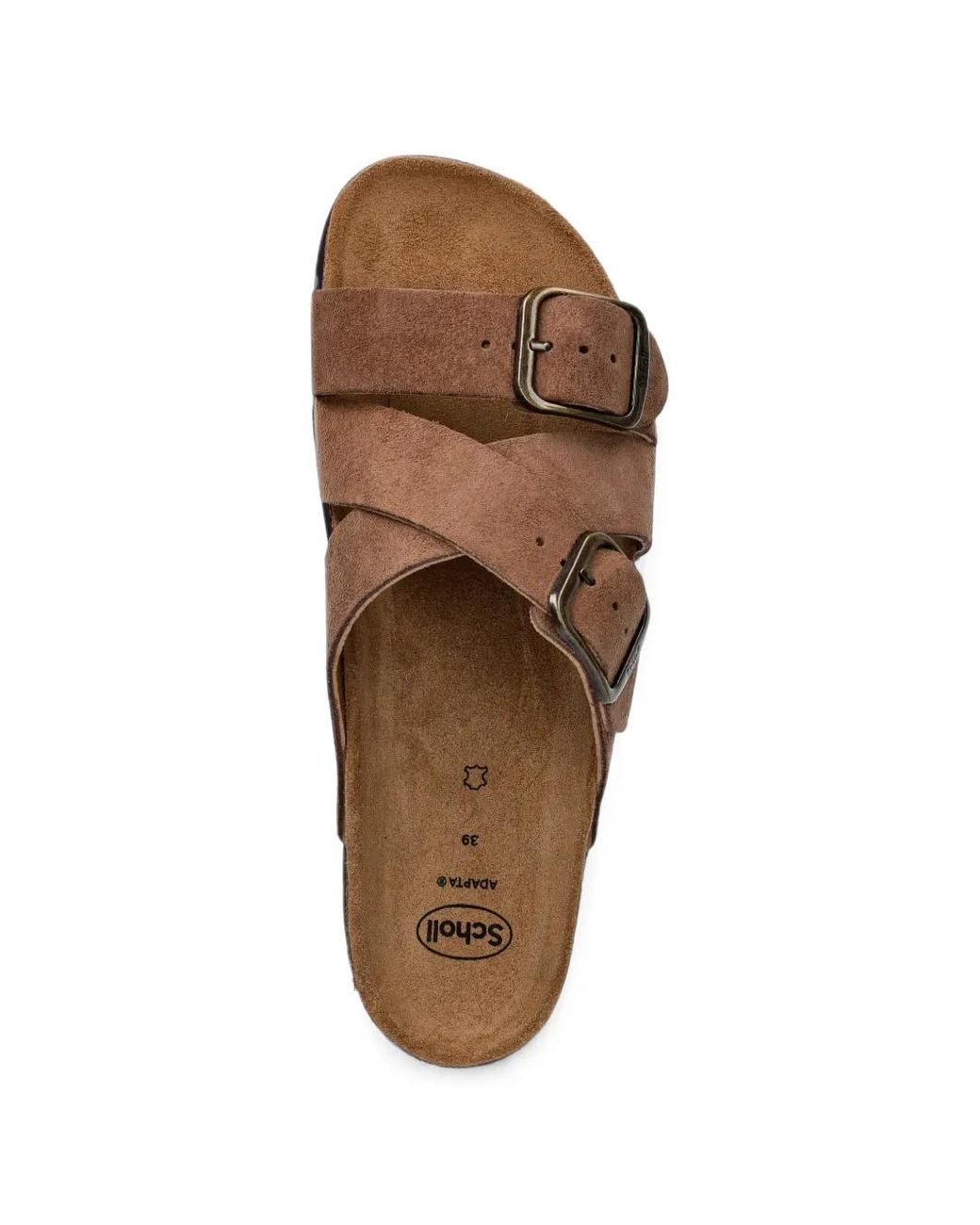 Scholl Brown Buckle-Fastening Crossover Flat Sandals