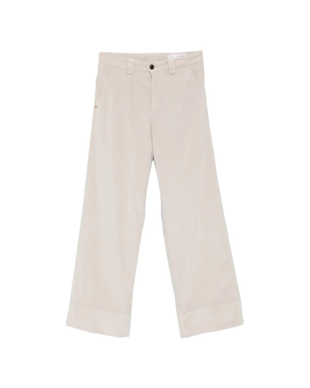 White Sand White Corduroy Wide-Leg Trousers