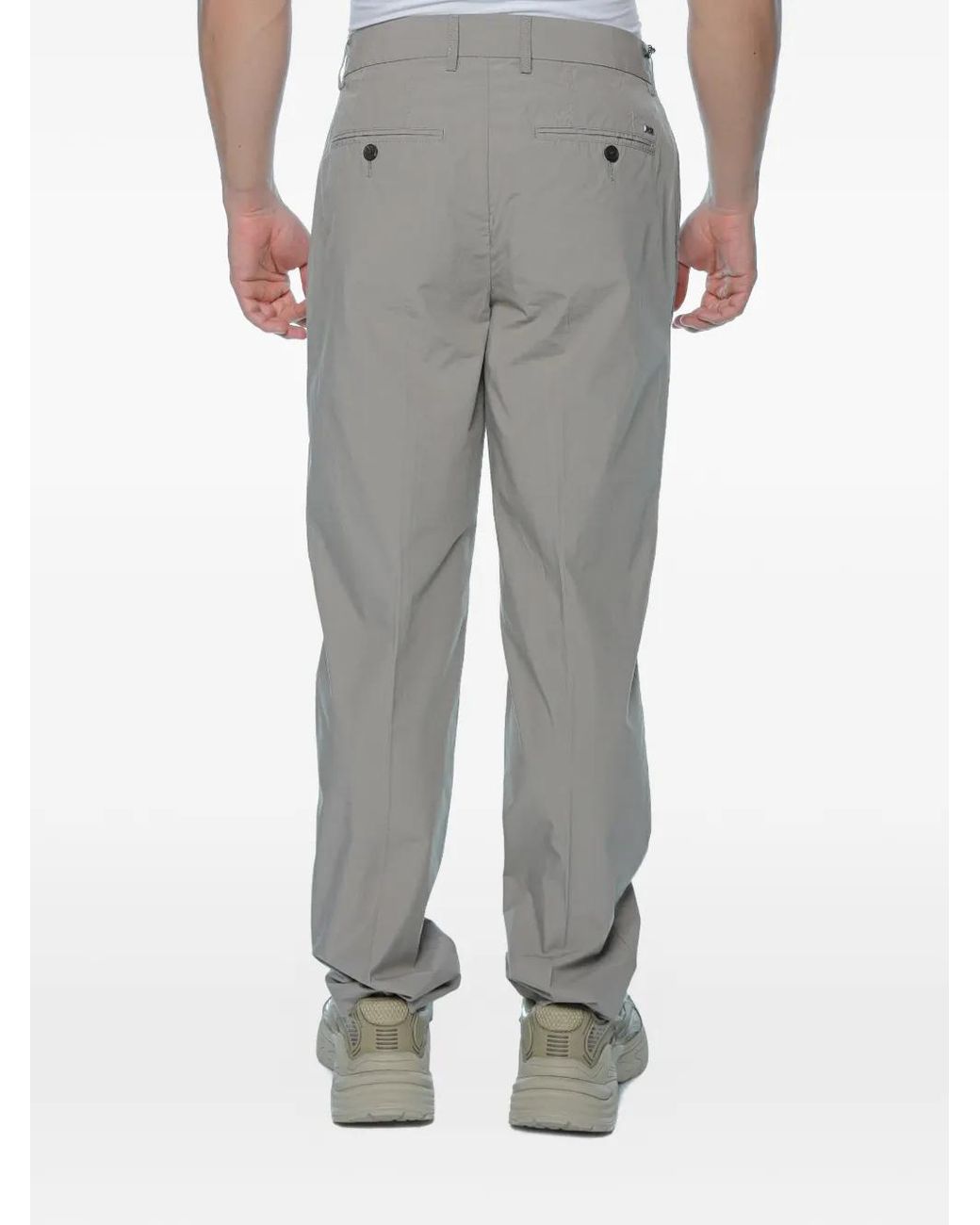 Emporio Armani Gray Pleated Straight-Leg Trousers for men