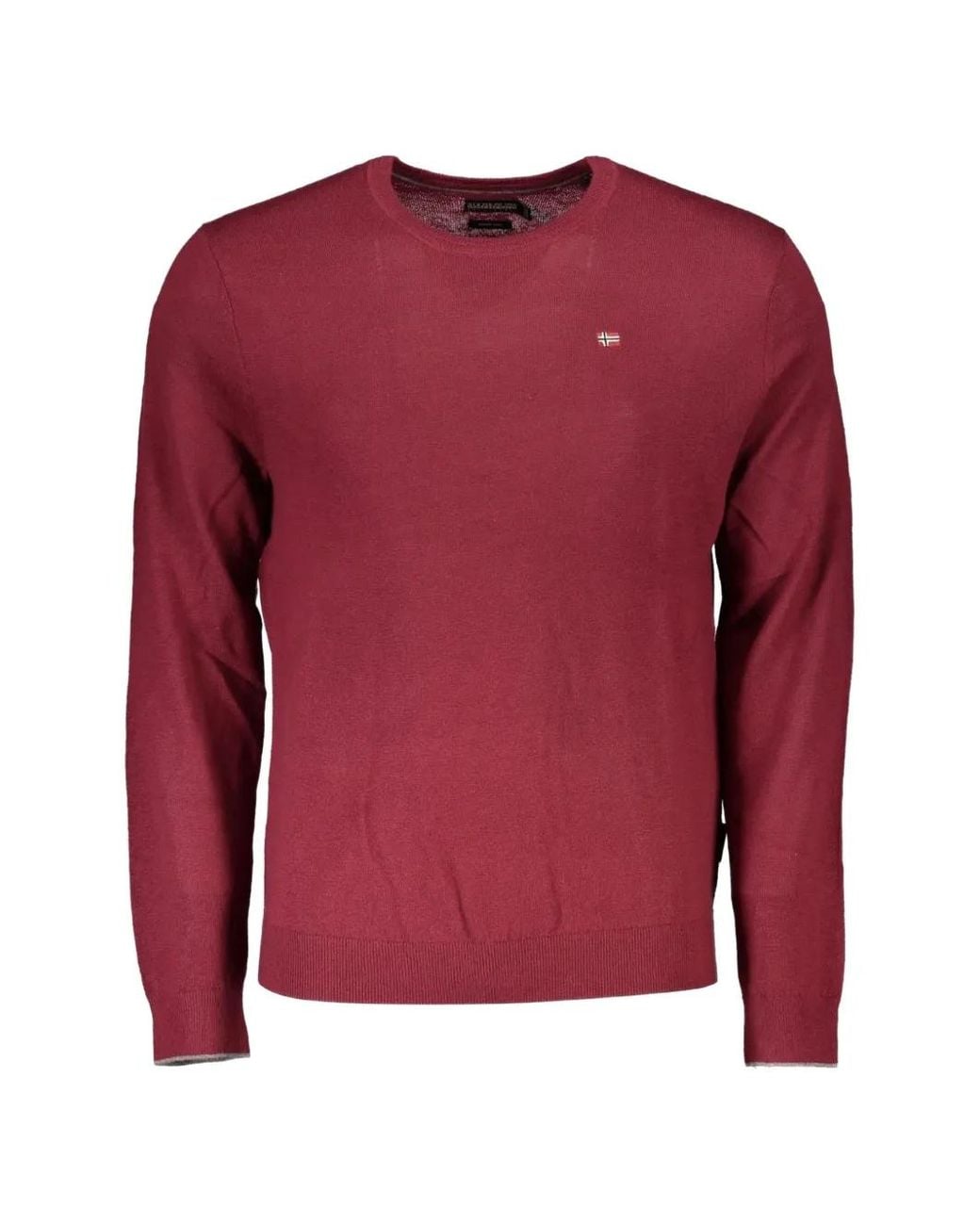 Napapijri Red Damavand Logo-Patch Crew-Neck Sweater for men