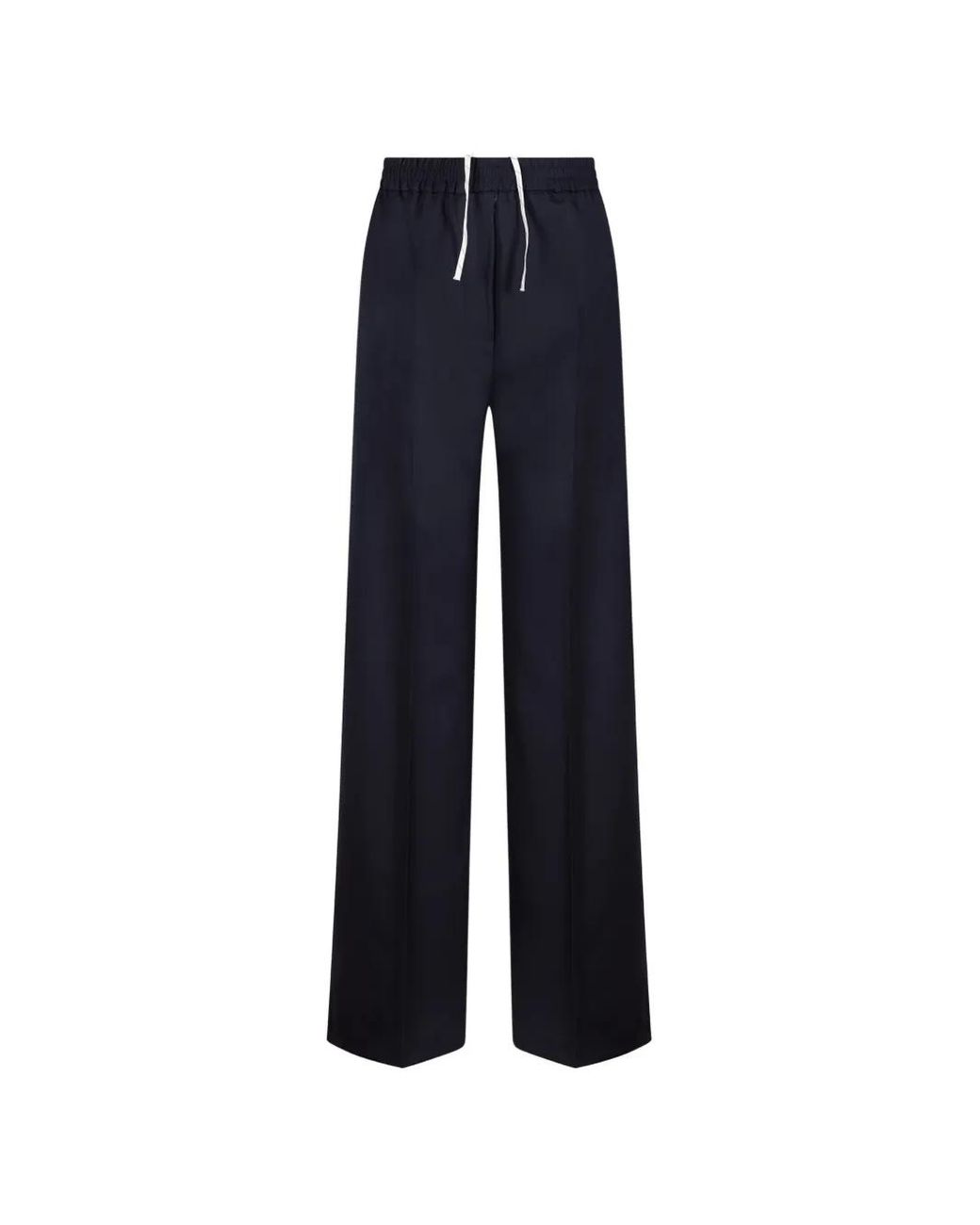 Weekend by Maxmara Blue Drawstring-Waist Pressed-Crease Trousers