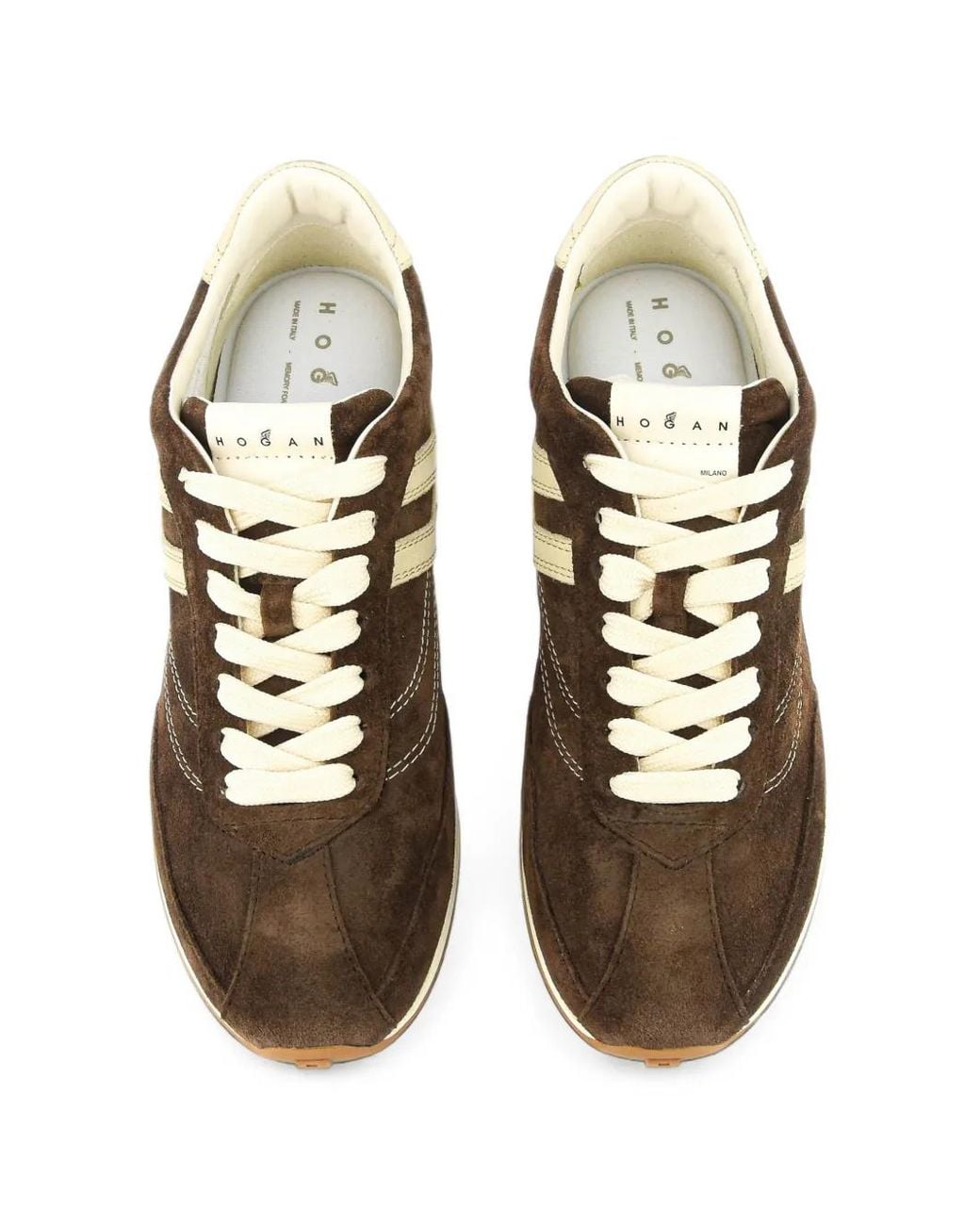 Hogan White Logo-Patch Suede Sneakers