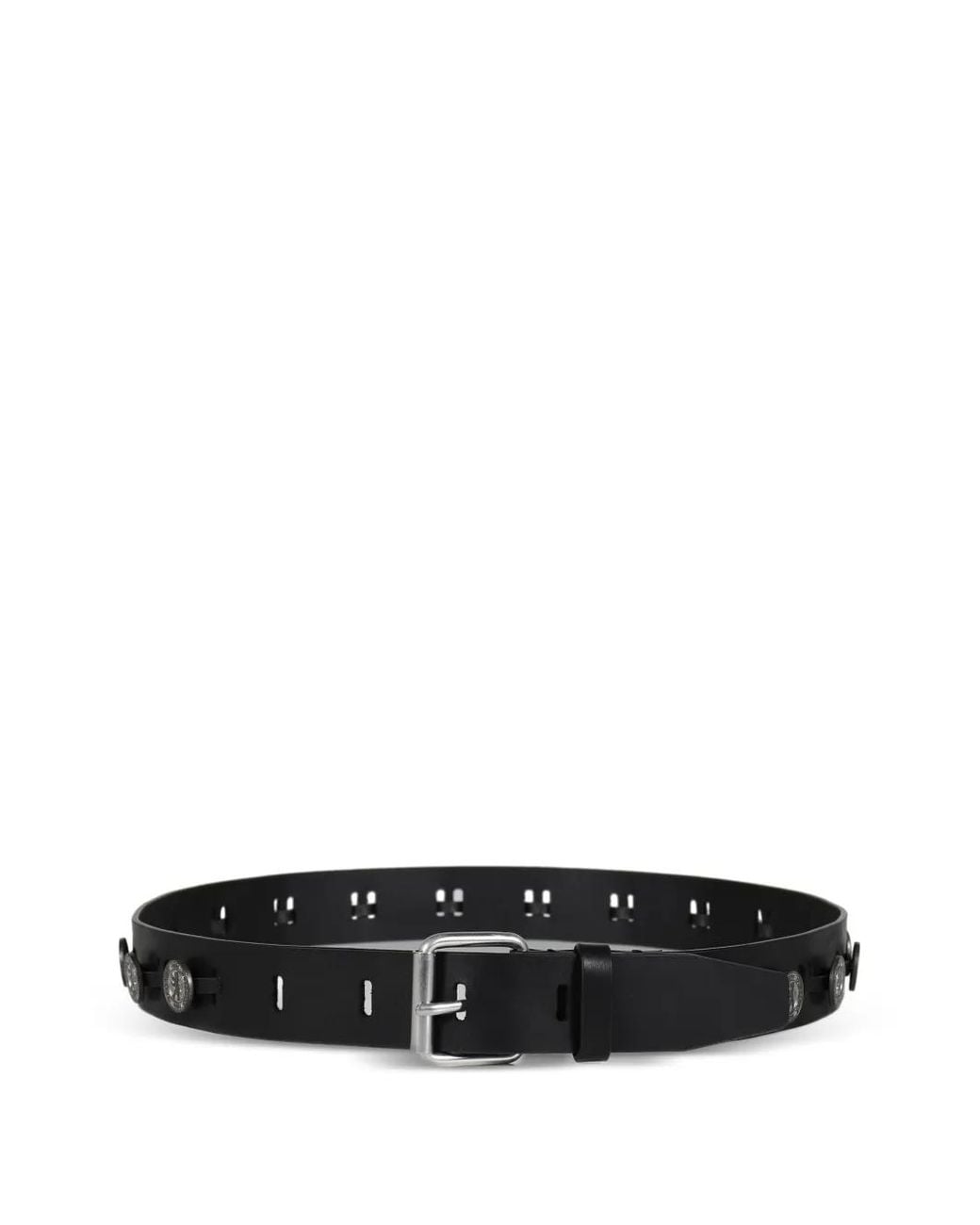 032c White Souvenir Coin-Embellished Belt for men