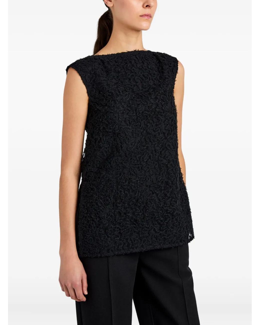 Proenza Schouler Black Virginie Fringe Embroidery Top