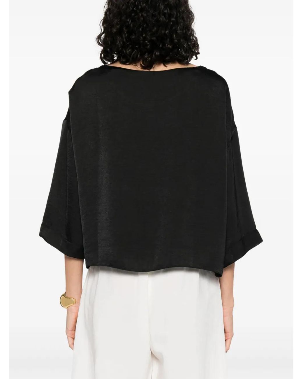 MOUTAKI Black T-Shirt Aus Satin