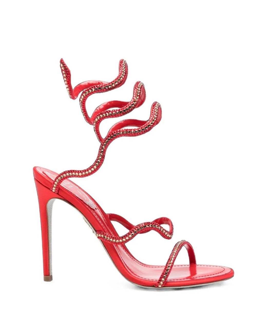 Rene Caovilla Red Cleo Crystal-Embellished Sandals