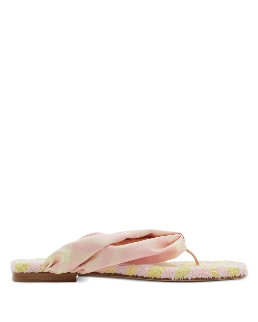Burberry Pink Check Thong Sandals