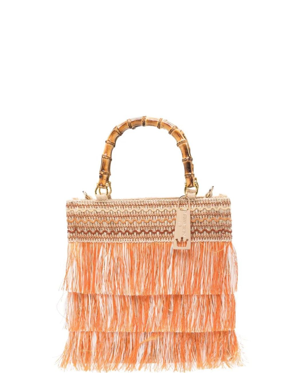 La Milanesa Pink Small Orchidea Bamboo-Handle Tote Bag
