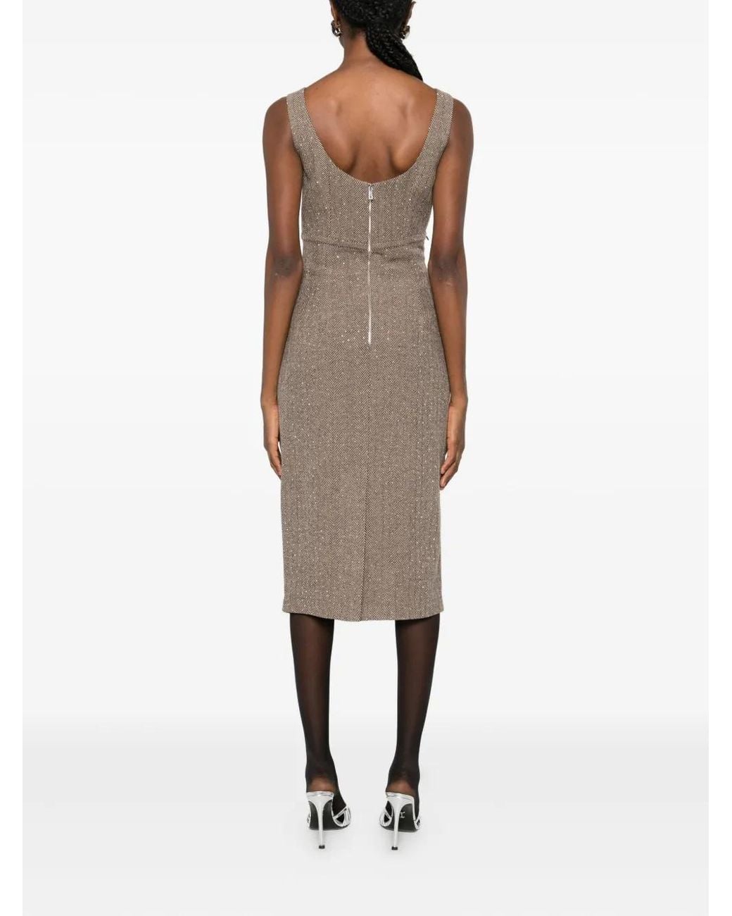 ERMANNO FIRENZE Brown Bow-Detail Midi Dress