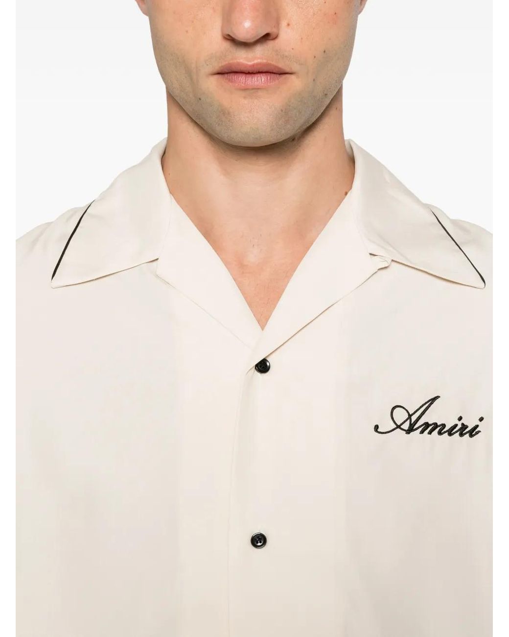 Amiri White Graphic-Patch Camp-Collar Shirt for men