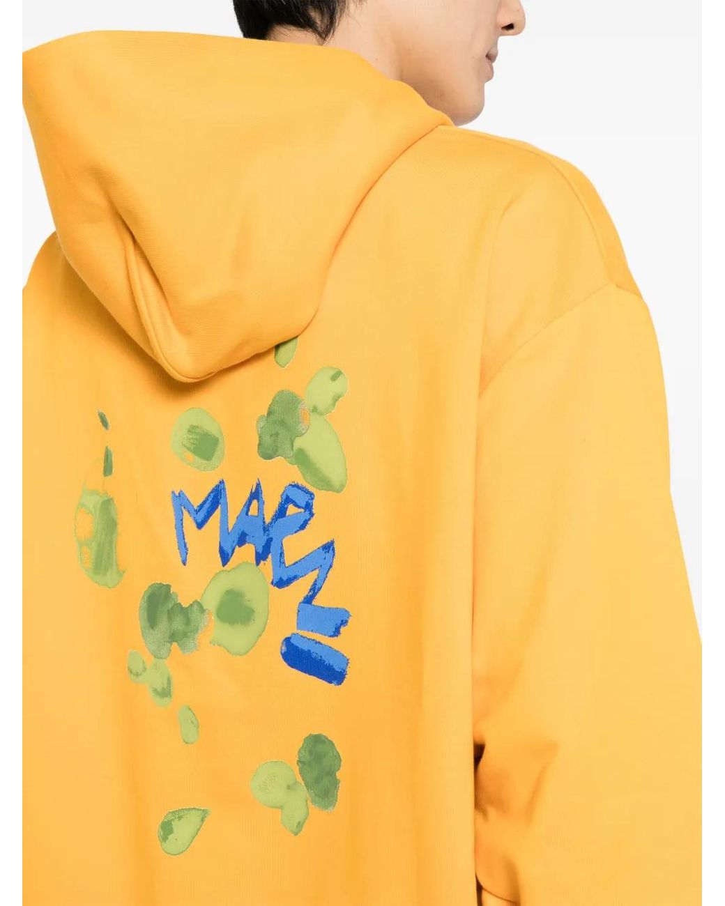 Marni Yellow Hoodie With Dripping Print for men