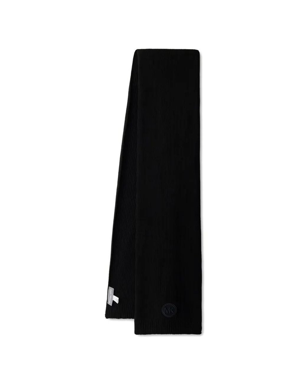 MICHAEL Michael Kors Ribbed-Knit Logo-Patch Scarf in Black | Lyst
