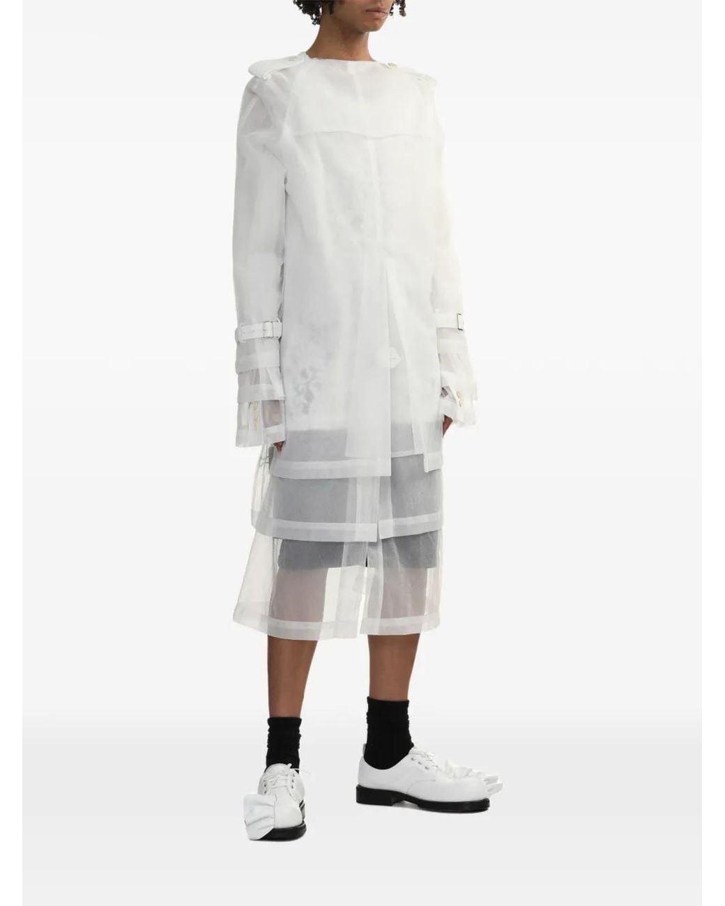 Comme des Garçons White Buckled Panelled Coat for men