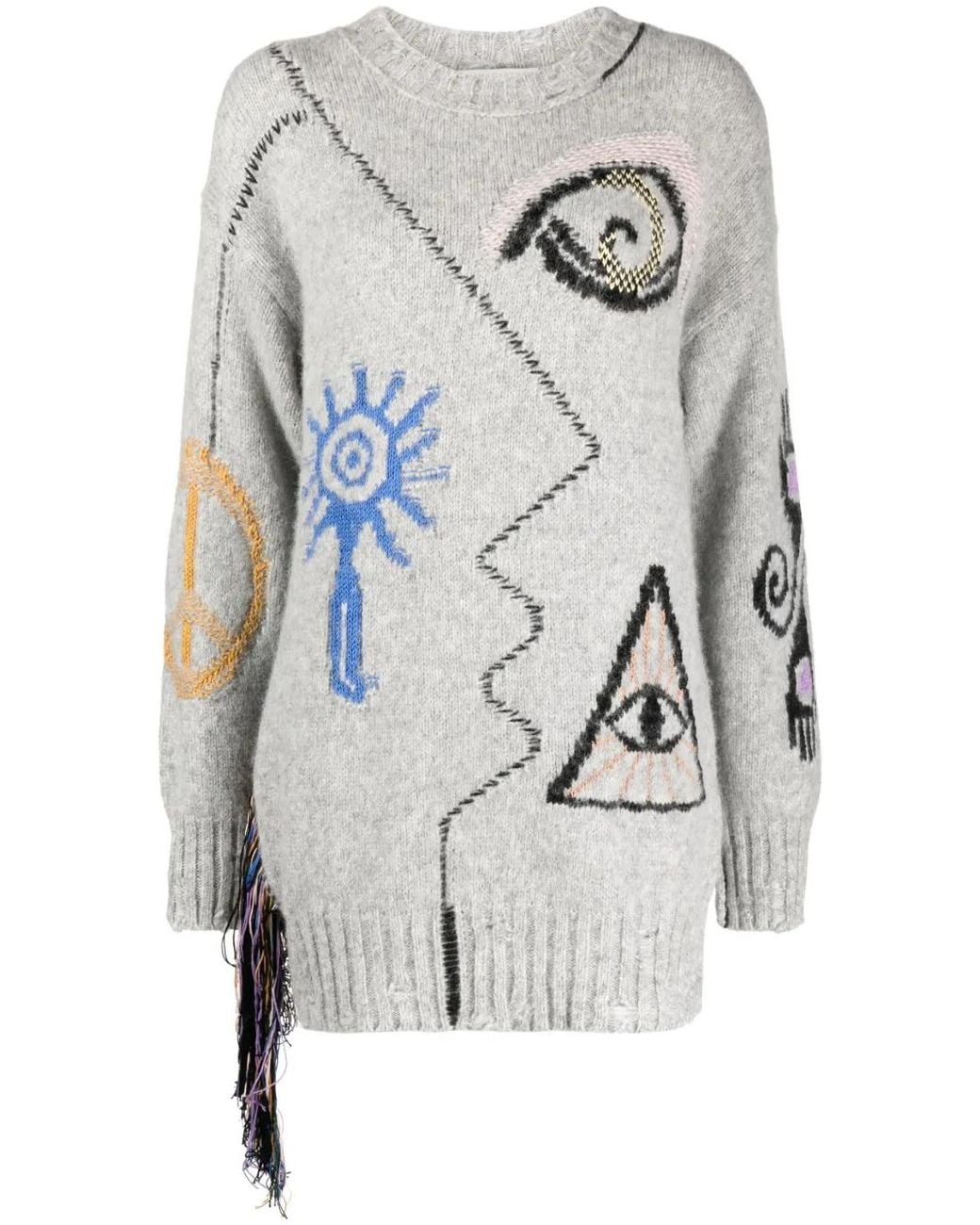Stella McCartney White Folk Graphic-Embroidered Jumper