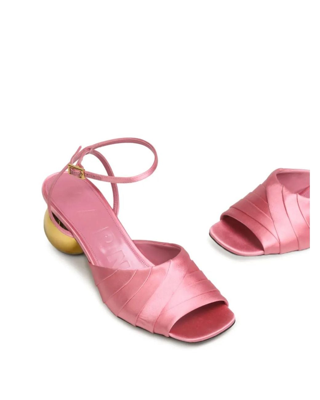 Marni Pink Folded Satin Sandals With Spherical Heel