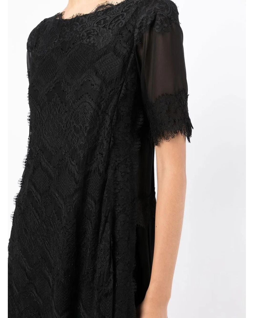 Shiatzy Chen Black Lace-Design Midi Dress