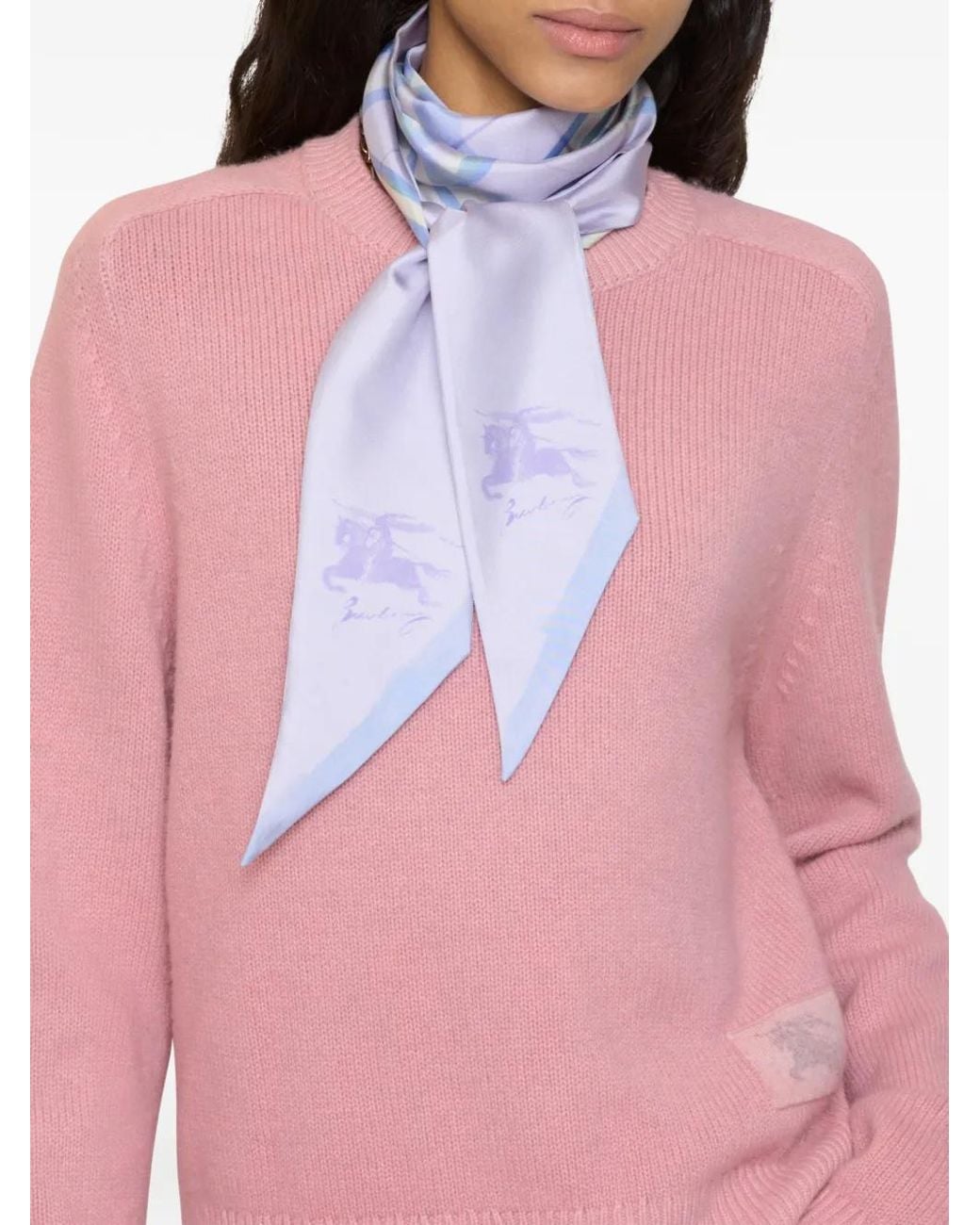 Burberry White Skinny Watercolour Check Silk Scarf