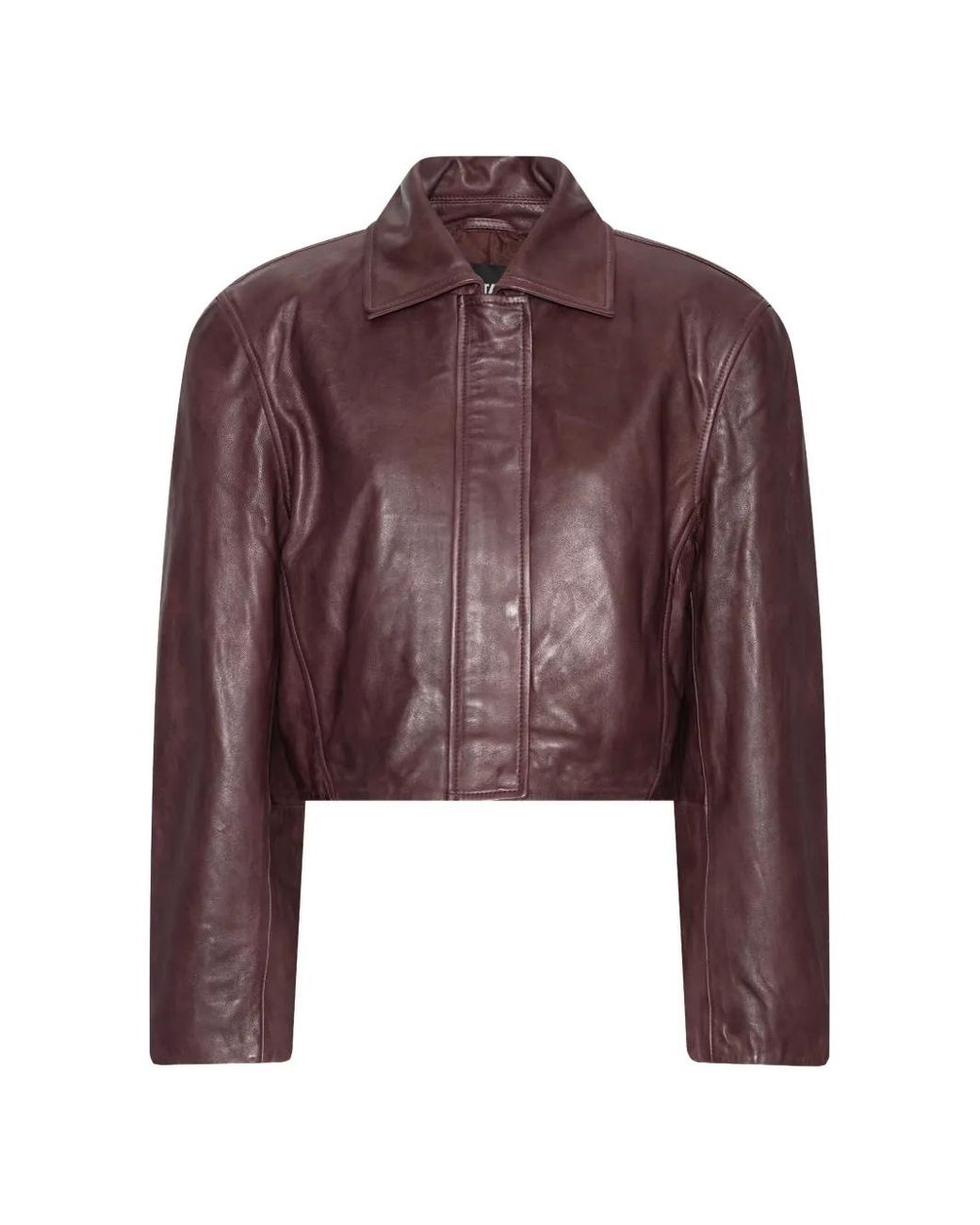 ROTATE BIRGER CHRISTENSEN Purple Boxy Square Leather Jacket