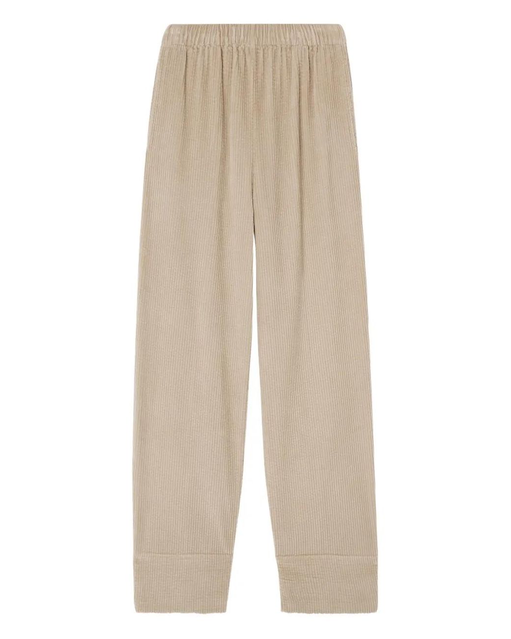 American Vintage Padow Ribfluwelen Broek Met Elastische Taille in het Natural
