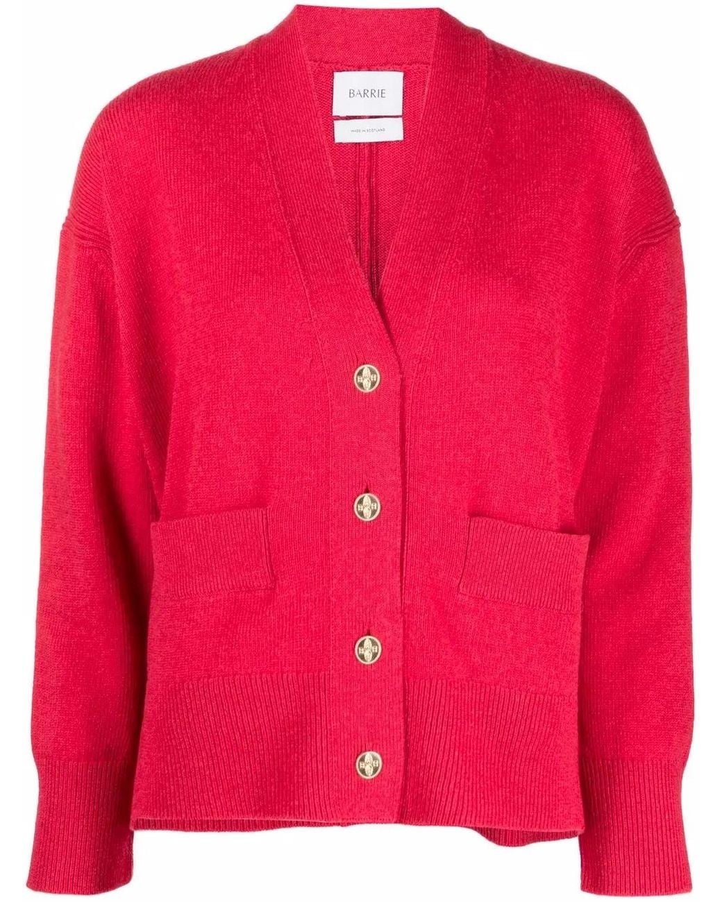Barrie Pink V-Neck Cashmere Cardigan